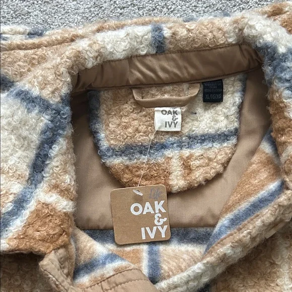 Plaid Bomber Jacket in Brown and Cream - Picture 3 of 3